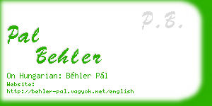 pal behler business card